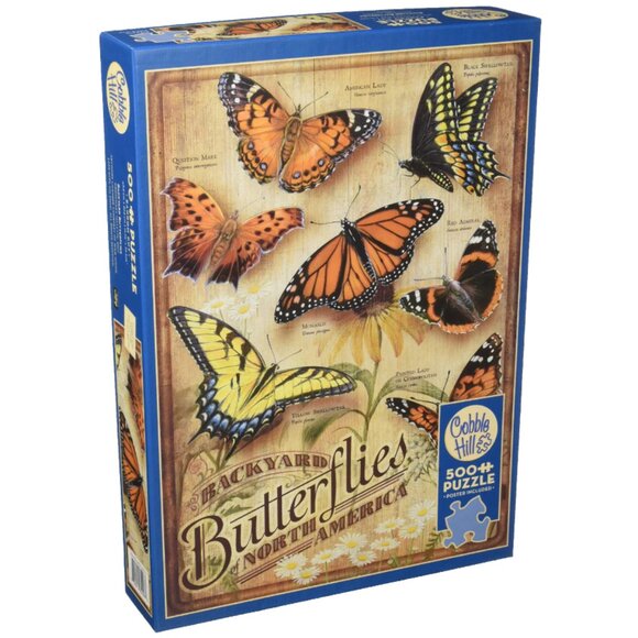 Cobble Hill Backyard Butterflies 500 Piece Puzzle - Picture 1 of 9